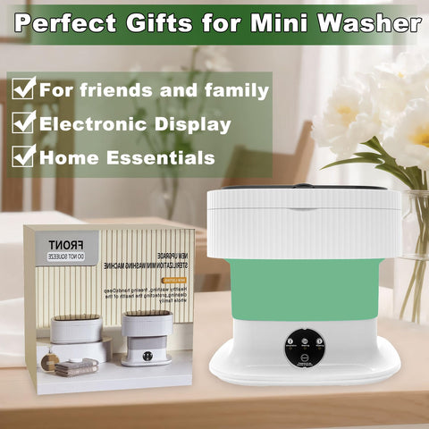 Mini Portable Washing Machine Small - 16L 60W Portable Mini Washing Machine with Spin, Mini Lavadora Portatil Washer Foldable, Small Washing Machine Portable Used for Travel Baby Green