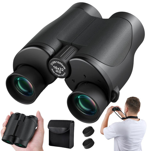 Aurosports 16x32 Compact Binoculars for Adults and Kids - High Powered Small Binoculars with Low Light Vision - Easy Focus Lightweight Binoculars for Bird Watching Hunting Travel Hiking