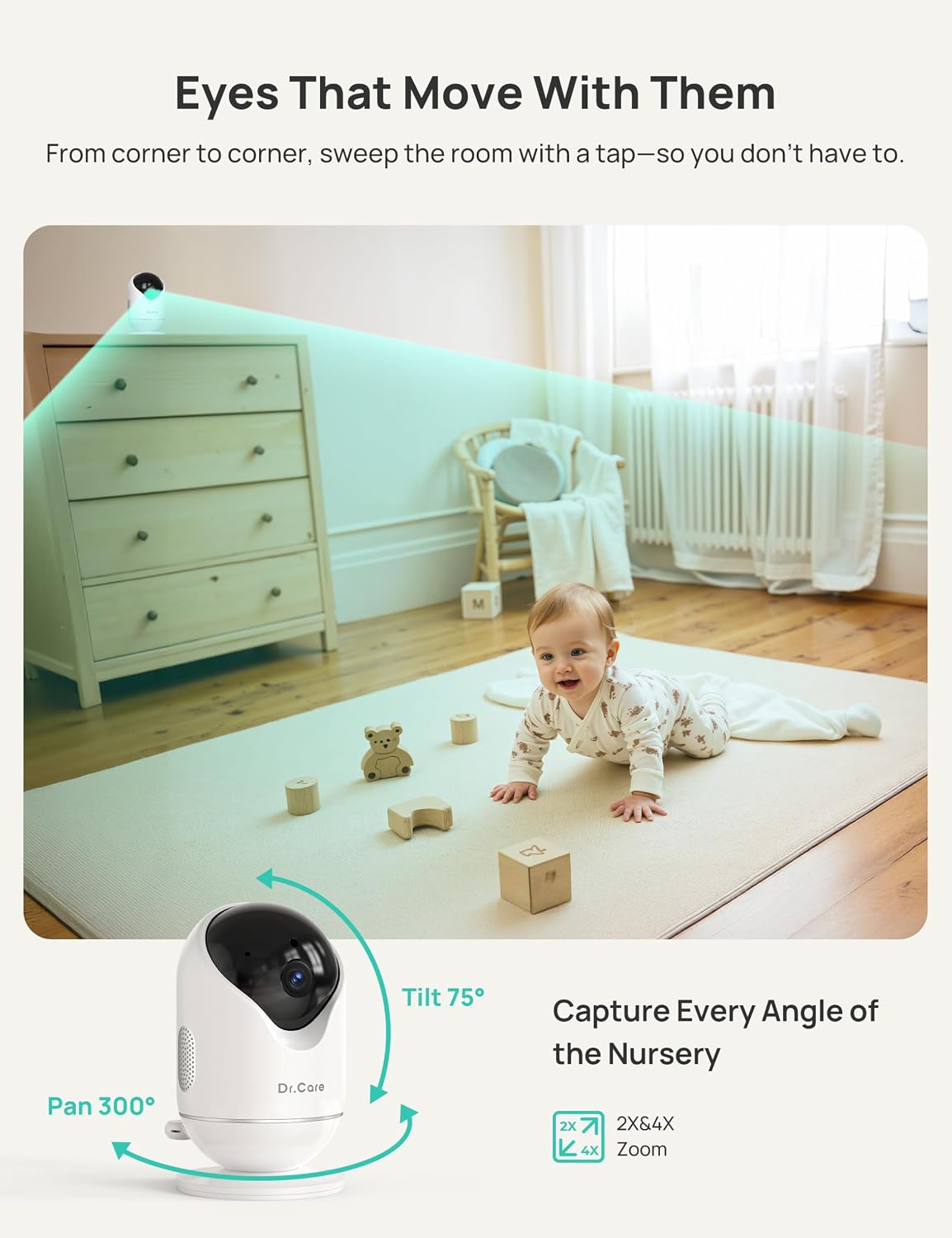 Dr.Care VistaView 5" 1080P Smart WiFi Baby Monitor with Camera ＆ Clip Mount