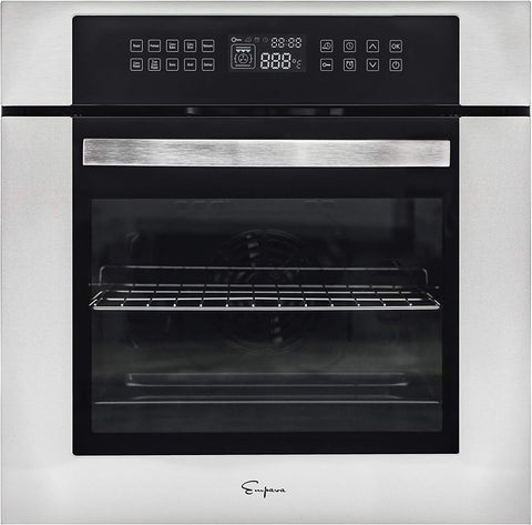 Empava 24" Electric Convection Single Wall Oven 10 Cooking Functions Deluxe 360° ROTISSERIE with Sensitive Touch Control in Stainless Steel, 24 Inch, Black