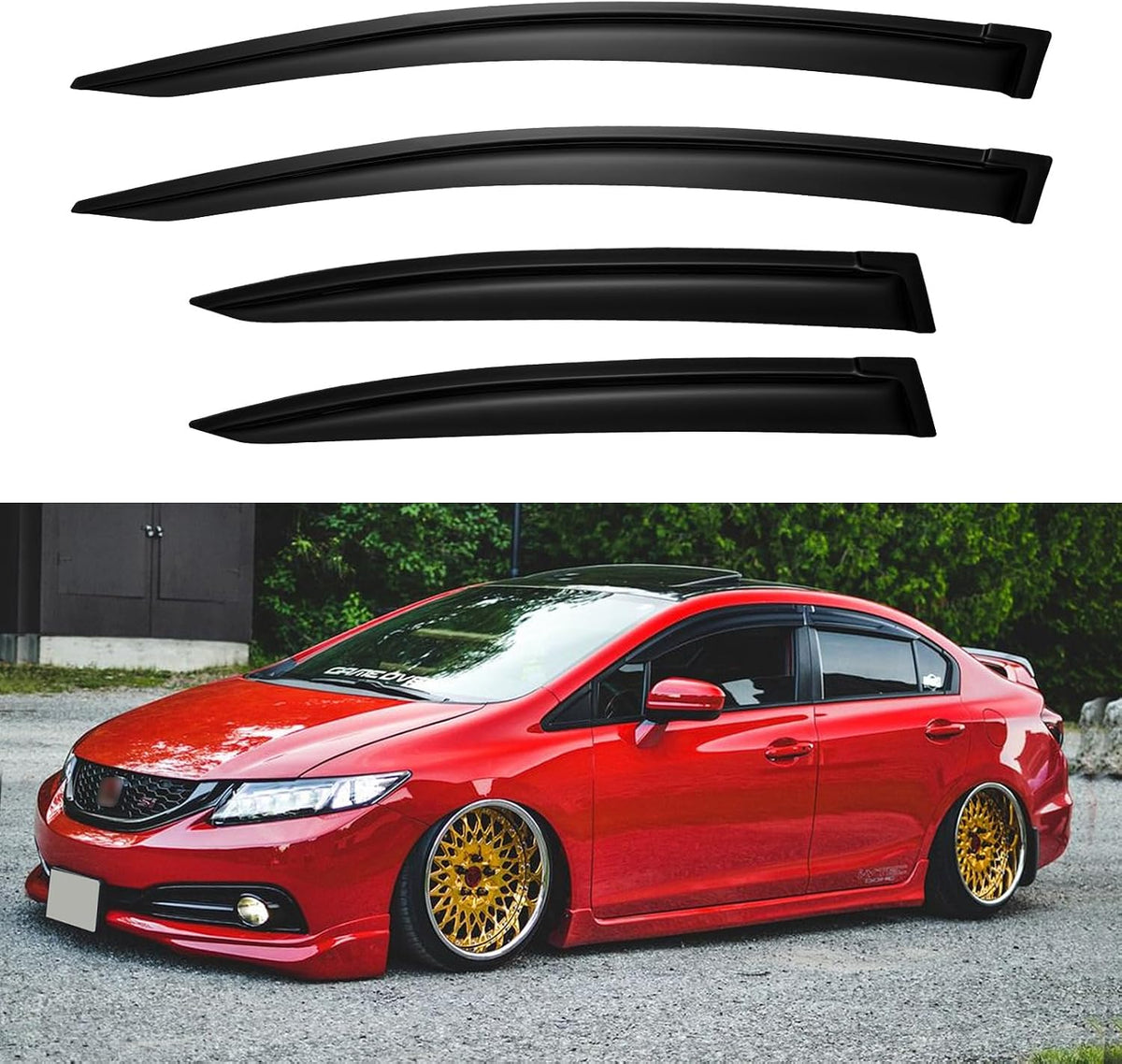 Window Visors Rain Guards for 2012 2013 2014 2015 Honda Civic Sedan