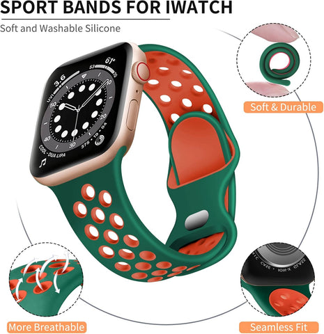 Lerobo Silicone Sport Band for Apple Watch Bands 45/44/42/46/49mm Men Women