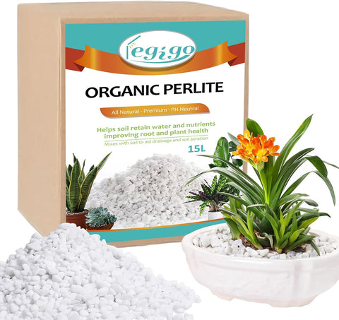 Legigo 15 Quarts Organic Perlite for Plants Indoor, Soil Mix Amendment