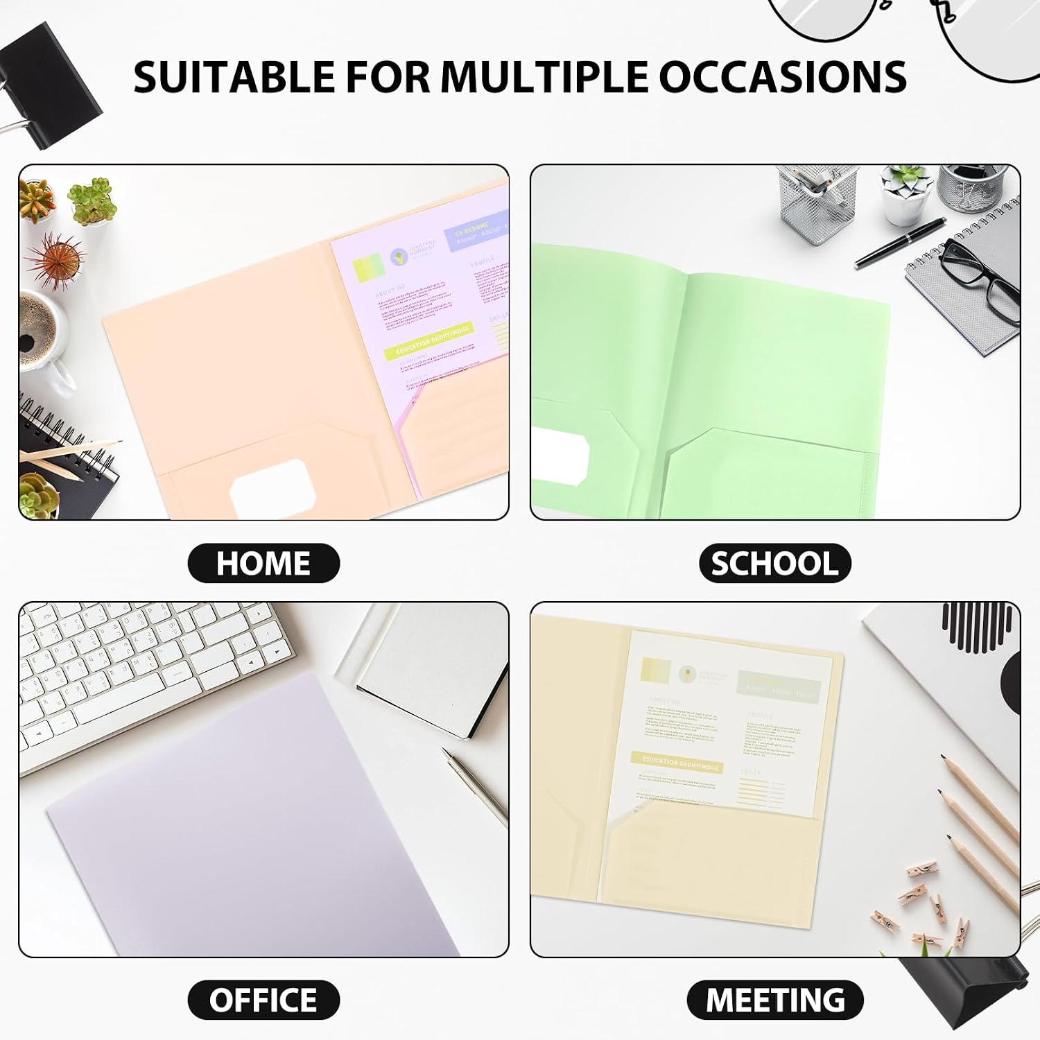 Plastic Folders with Pockets, 2 Pocket, Letter Size