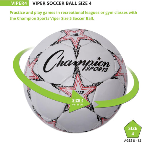 Champion Sports Viper Soccer Ball – TPU Soft-Touch Training Ball in Sizes 3,4,5 for Indoor/Outdoor Play