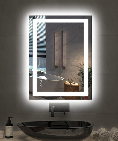 Amorho 24"X32" LED Bathroom Mirror with Lights, Front Lit and Backlight