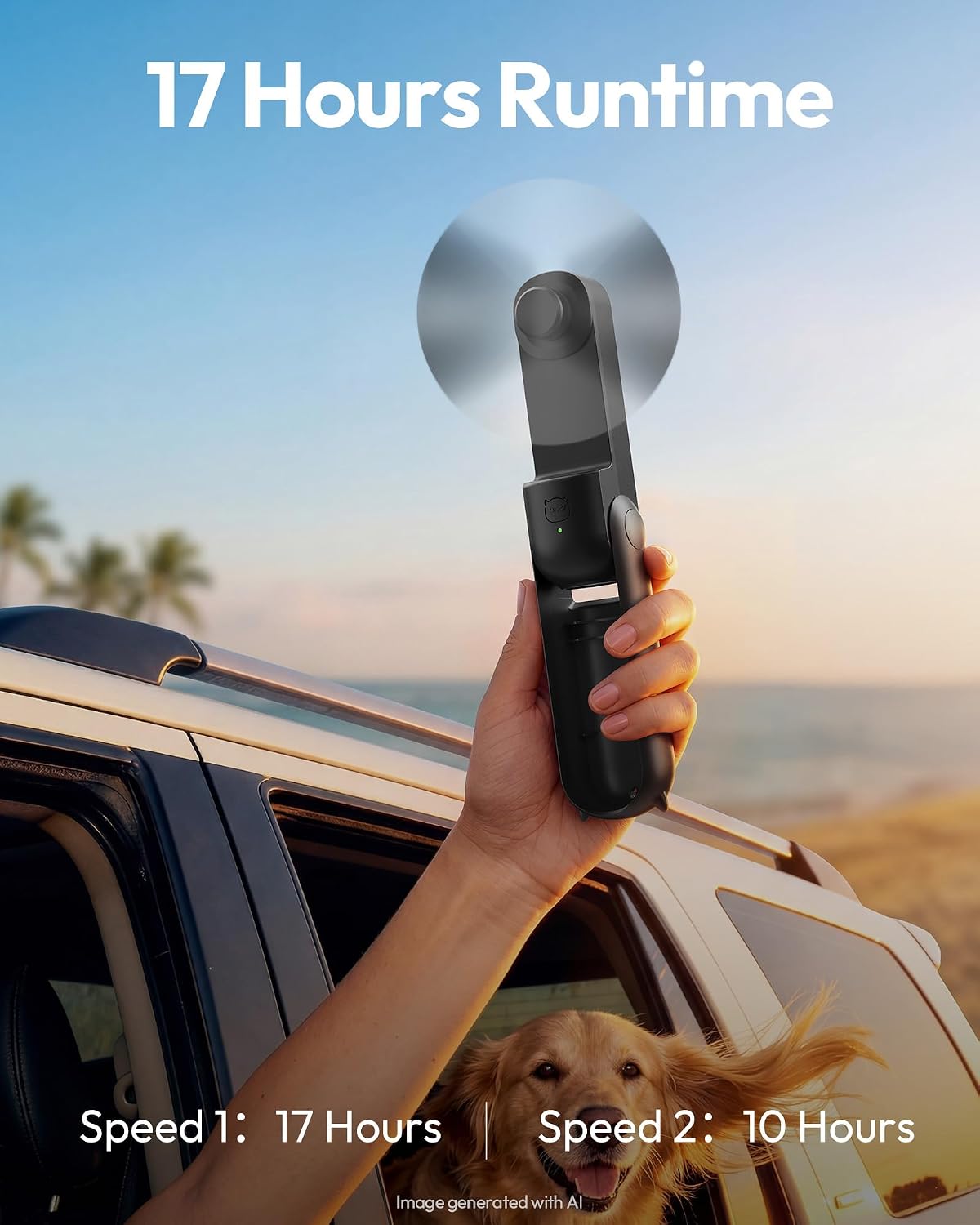 Gaiatop Portable Handheld Fan, 3 in 1 Mini Fan Handheld [17h Max Cooling], Foldable Personal Fans Pocket Design, USB Travel Fans Portable, Lash Trip Summer Essential Cute Gifts for Women Girl, Black