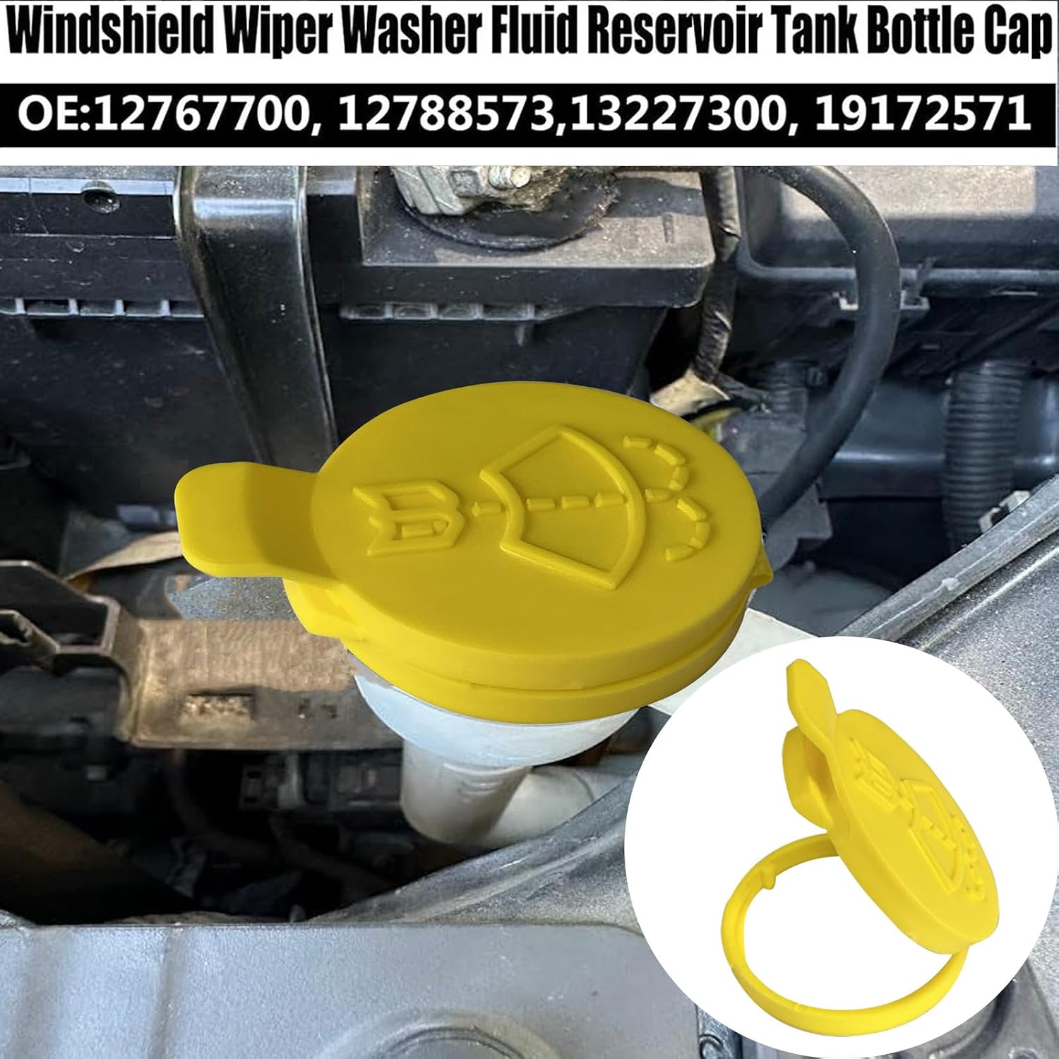 Windshield washer fluid reservoir cap OE/OEM :13227300/12767700 / 12788573/19172571 (1, yellow)