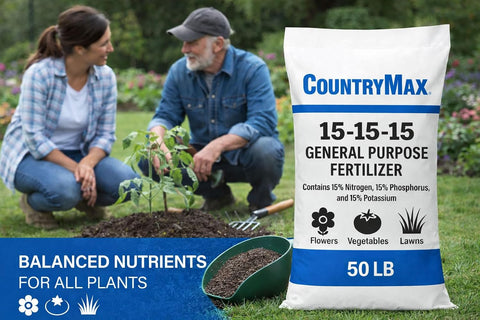 CountryMax 50LB 15-15-15 All Purpose Fertilizer, Balanced Plant Nutrition