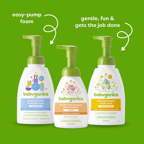 Babyganics Baby Shampoo + Body Wash Pump Bottle, Chamomile Verbena, 16oz
