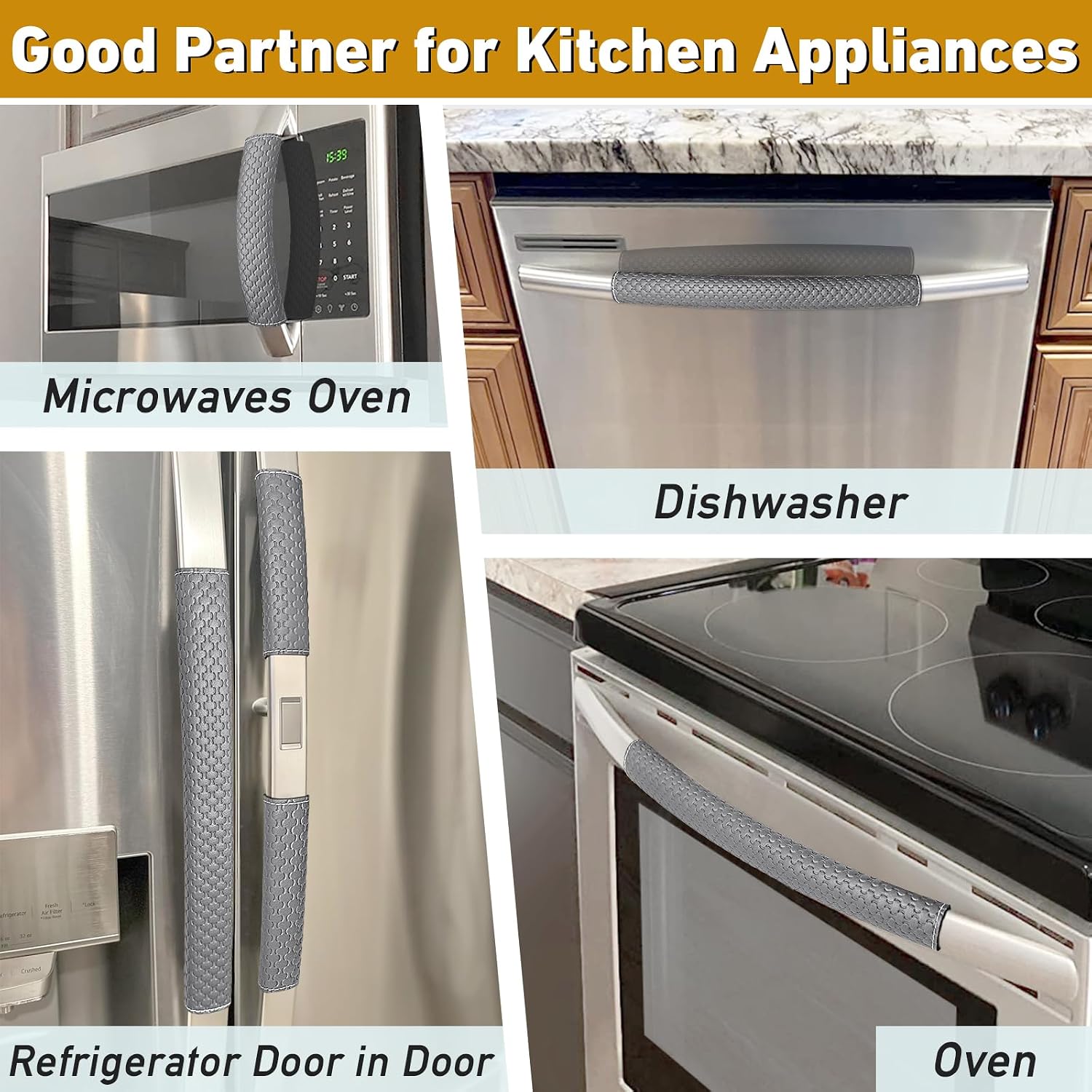 Refrigerator Door Handle Covers, 5 PCS, Performance Appliance Handle Covers, Non-Slip Fridge Door Handle Covers, Keep Your Kitchen Clean, Microwave Oven Dishwasher door Handle Protectors(Dark Gray)