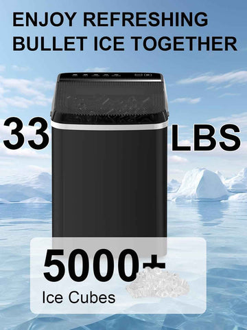 KRIB BLING Portable Ice Cube Machine, Countertop Ice Maker, Black