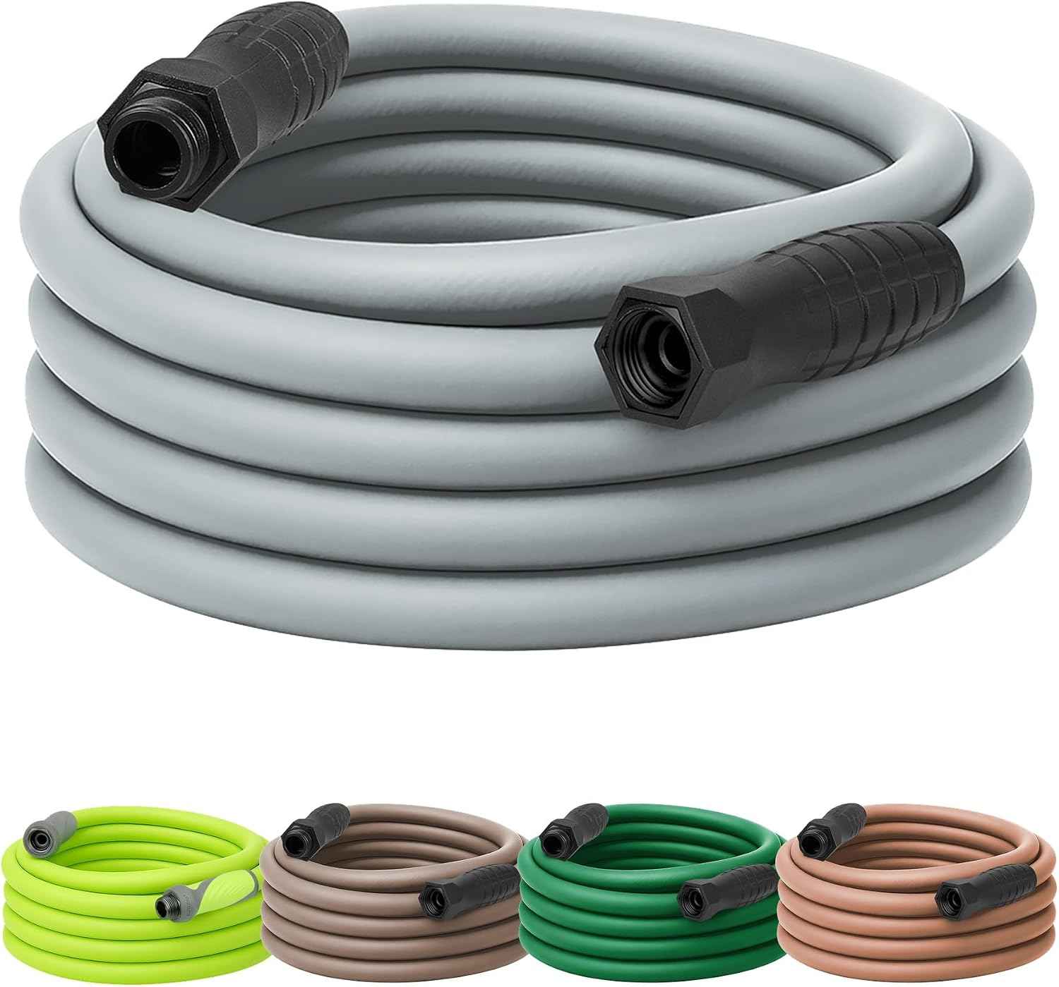 Flexzilla Colors SwivelGrip Garden Hose 5/8 in. x 50 ft., Lightweight All-Weather Water Hose, Durable and Flexible, Leak-Free Connections, Slate Grey