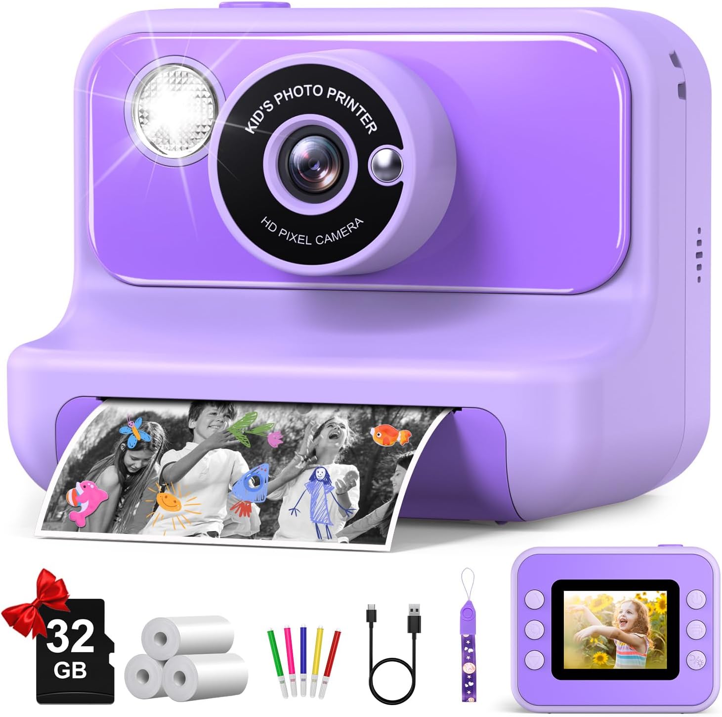 Kids Camera Instant Print, Christmas Birthday Gifts for Girls and Boys