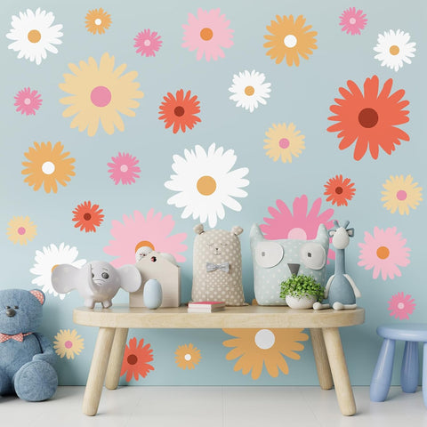 TaoBary 12 Sheet Large Daisy Wall Stickers Decal Flower Wall Sticker
