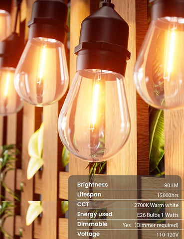 Svater Outdoor String Lights 75 FT LED Outside Patio E26 Edison Waterproof