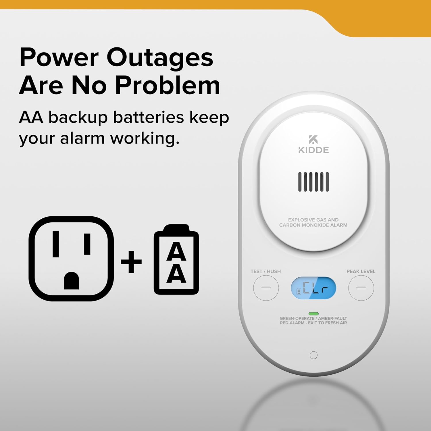 Kidde Carbon Monoxide & Explosive Gas Alarm, Plug-in & AA Battery, COPDLG