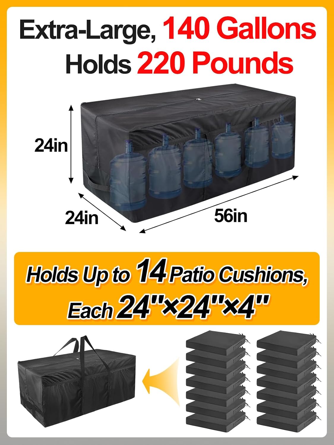 Aulock 140 Gal Extra Large Storage Bag for Aboveground Pools & Pool Cover