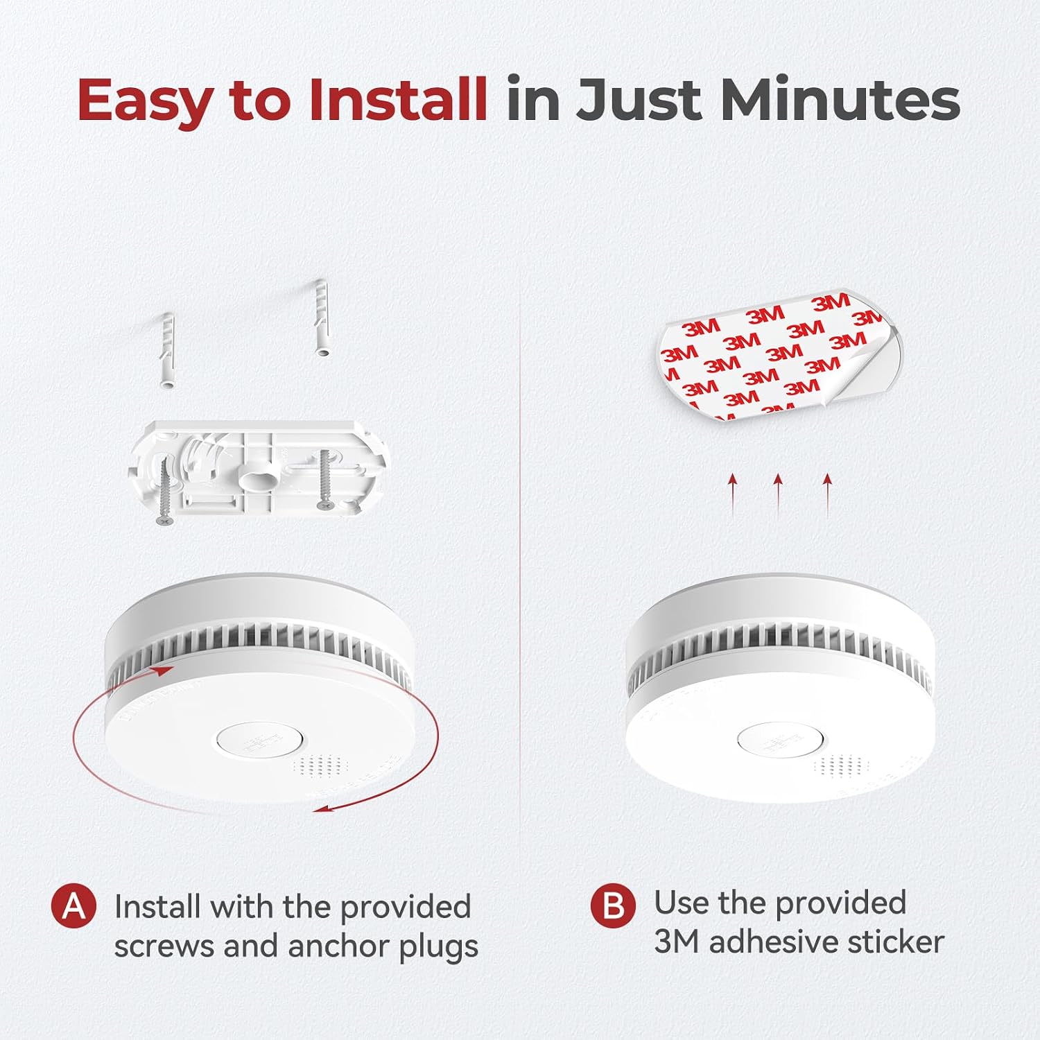 SITERLINK Smoke Detectors with 9V Replaceable Battery GS509A 4 Pack