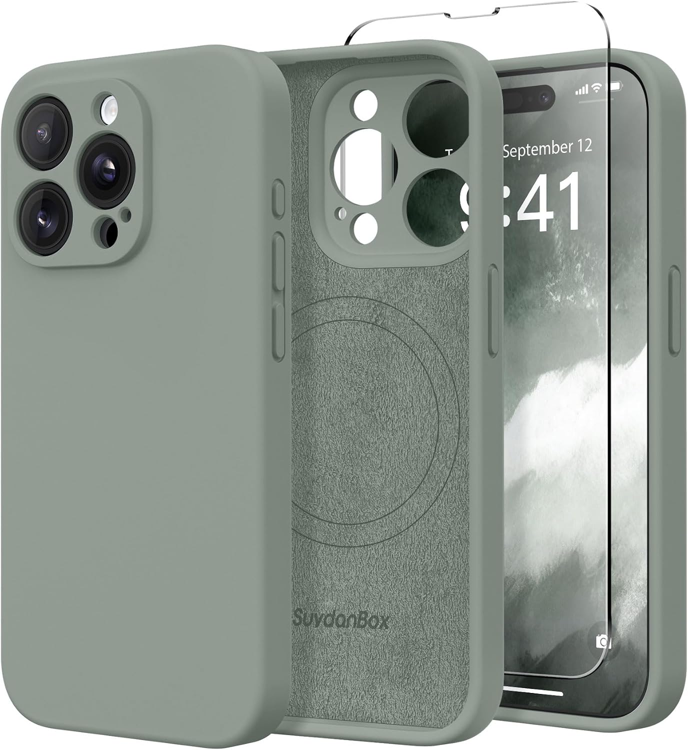 Magnetic for iPhone 14 Pro Max Case Silicone Calke Green