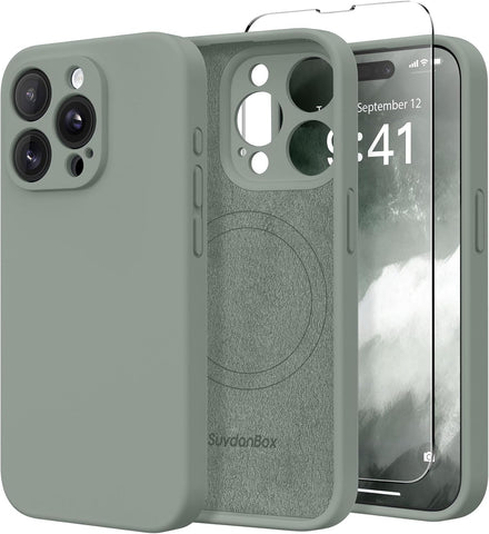 Magnetic for iPhone 14 Pro Max Case Silicone Calke Green