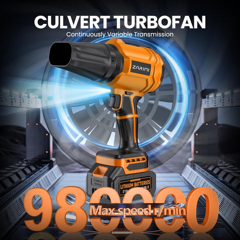 YUQUESEN Cordless Leaf Blower, 980,000 RPM Handheld Leaf Blower with 2 Batteries & Charger, Lightweight Leaf Blowers for Patio, Lawn, Leaves, Dust - Deep Orange