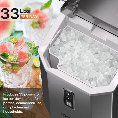 ICEPURE Nugget Ice Makers Countertop with App, Portable Ice Machine