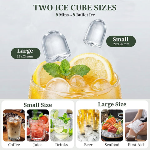 Ice Maker Portable Countertop with Handle, Basket & Scoop, 26Lbs/24Hrs