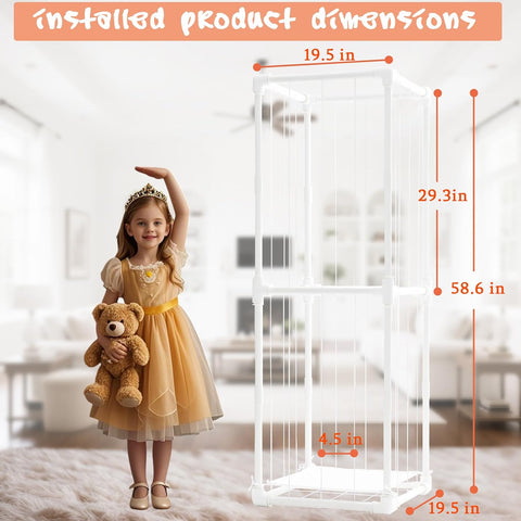 Stuffed Animal Storage Organizer, 58" Extra Large Zoo Cage for 80+ Plushies, Upgraded Quick-Lock Vertical Toy Holder for Kids Room & Playroom (White)