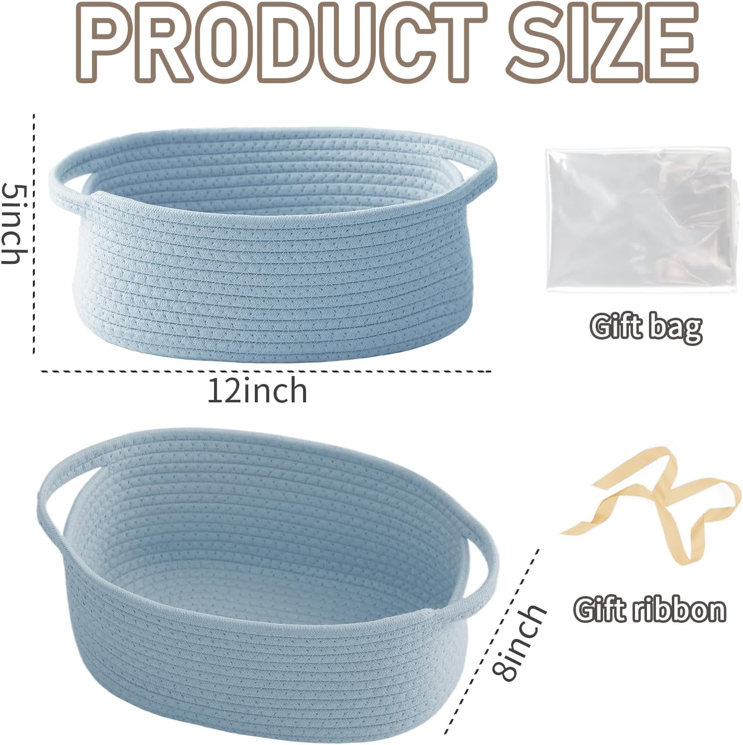 JMvicyroam Small Woven Basket, Empty Gift Basket, Blue/1 Pack