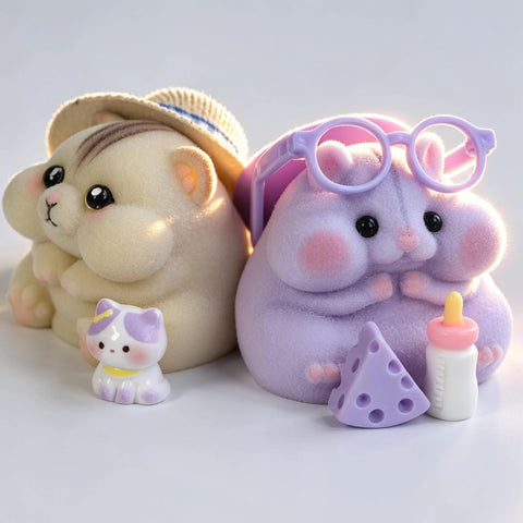 2-Pack Taba Squishy Cat Hamster Toys, Cute Squishy Stress Relief Fidget Toy