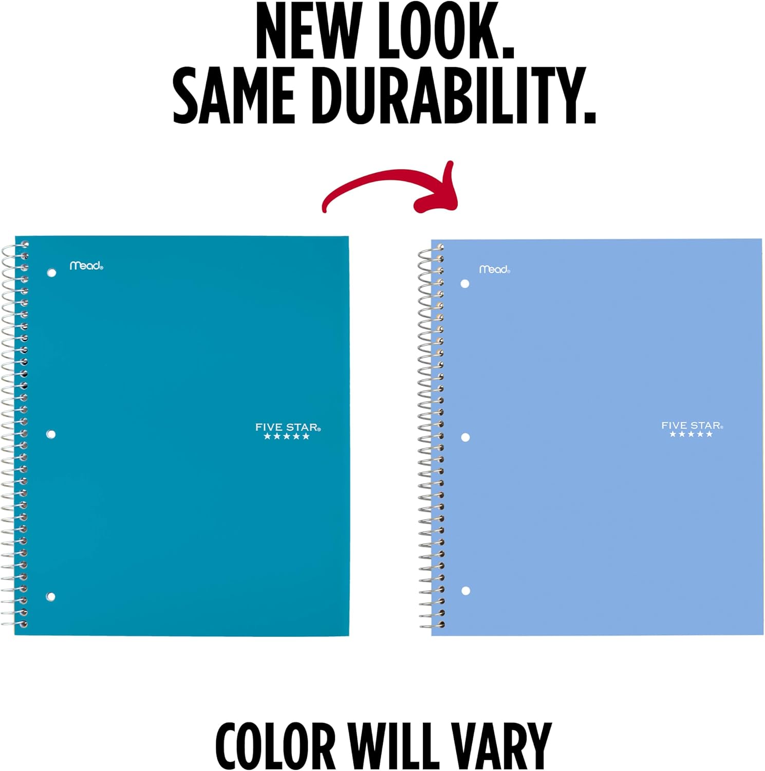 Five Star Spiral Notebook + Study App, 3 Subject, Wide Ruled Paper, 8" x 10-1/2", 150 Sheets, Fights Ink Bleed, Water Resistant Cover, Tidewater Blue (73184)