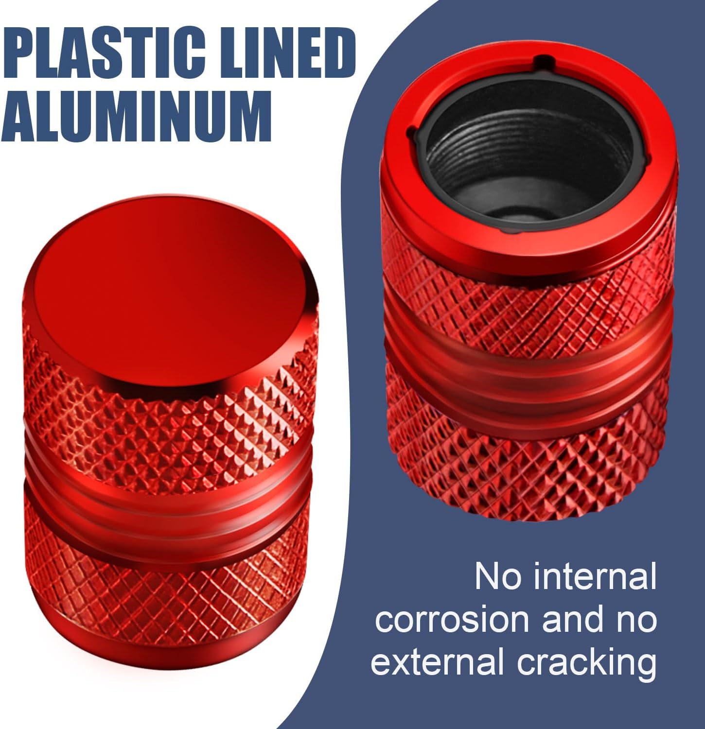 Tire Valve Stem Caps - 4 Pack Anti-Corrosion Premium Anodized Alloy Tyre Air Valve Caps Universal for Car SUV Bike Red