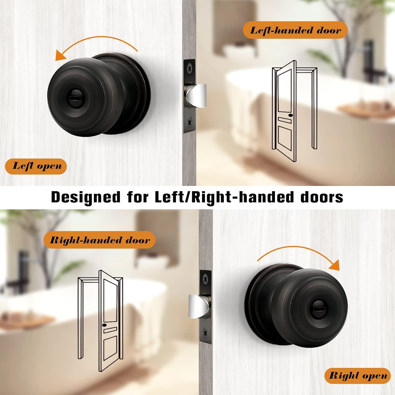 Probrico Oil Rubbed Bronze Door Knobs, Privacy Door Knob for Bathroom Bedroom, Interior Door Knobs with Thumb Turning Locking Button, 10 Pack