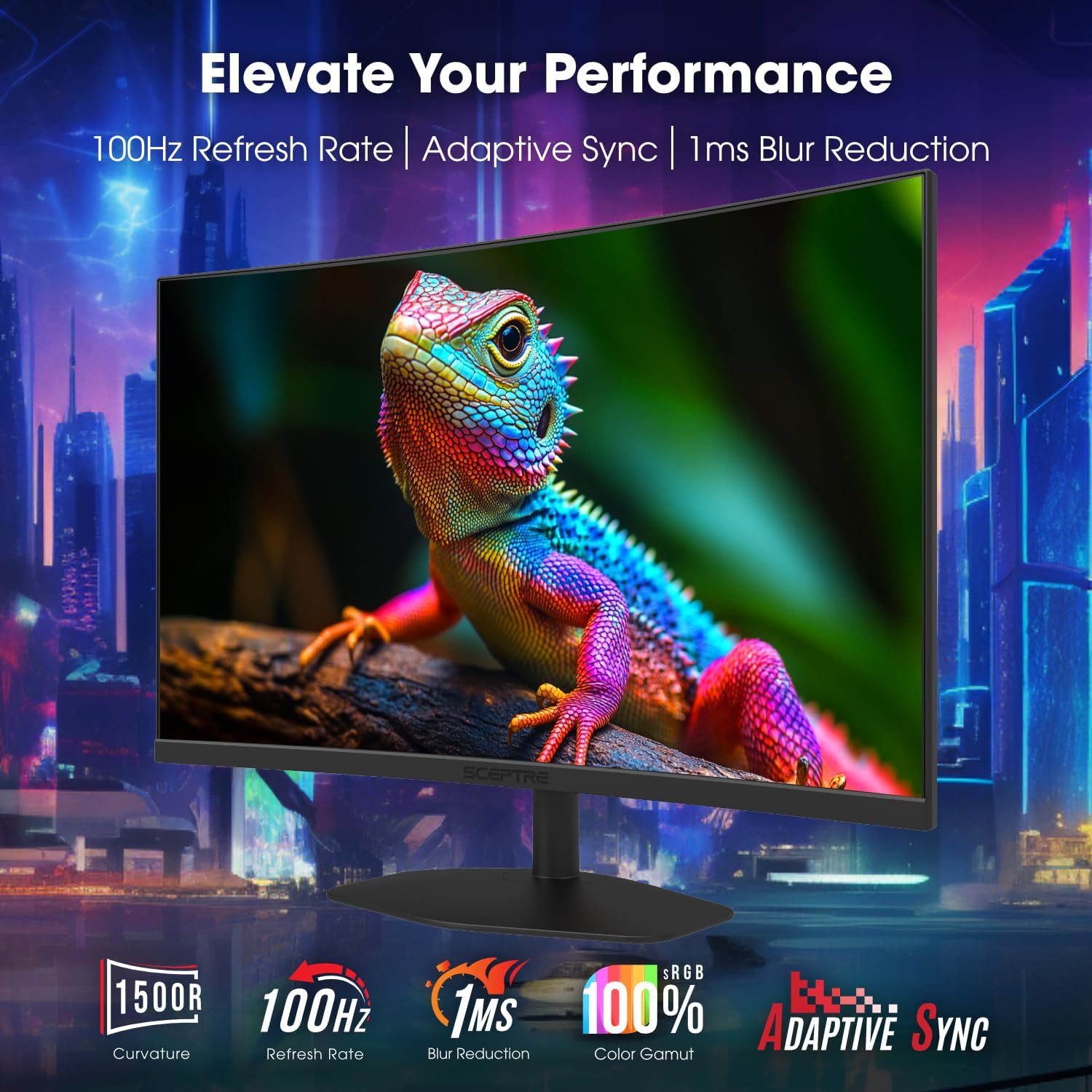 New! Sceptre Curved 24-inch Gaming Monitor 1ms 100Hz 1500R DisplayPort HDMI X2 Eye Care 100% sRGB Build-in Speakers, Machine Black 2026 (C248W-FW100T Series)