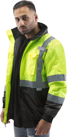 JORESTECH Hi-Visibility Reflective Bomber Jacket for Men, Waterproof, Winter Safety Jacket for Construction and Roadway Work