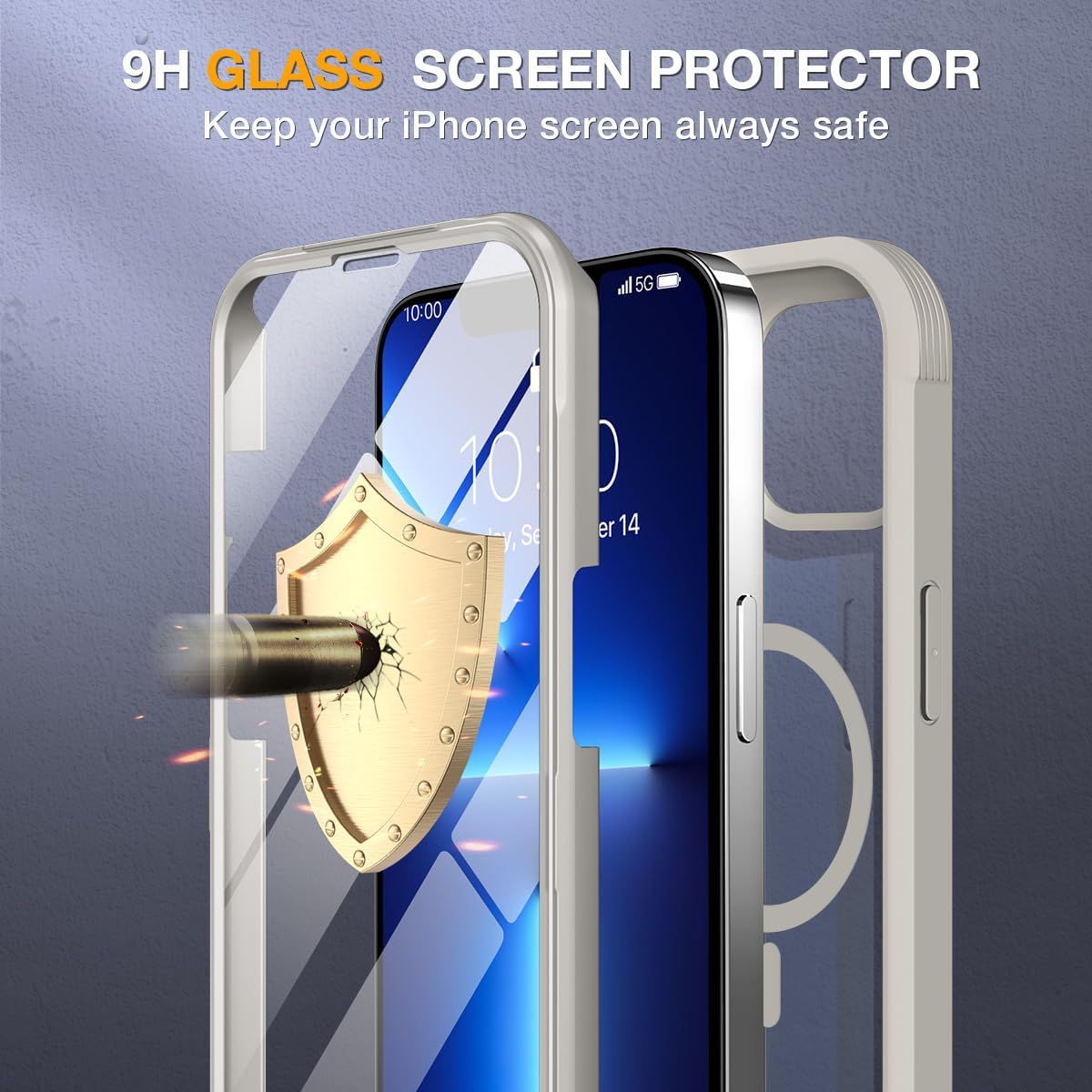 miracase for iPhone 13 Pro Case 6.1",Built-in Screen Protector,Titanium