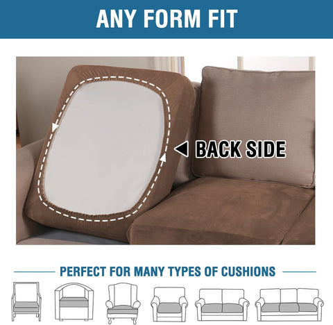 H.VERSAILTEX Velvet Stretch Couch Cushion Cover Plush Cushion Slipcover for Chair Cushion Furniture Protector Seat Cushion Sofa Cover (1 Piece Armchair Cushion Covers, Caramel Cafe)