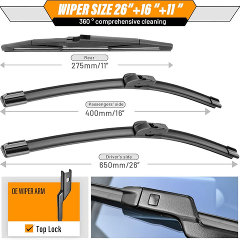 AUTOBOO Windshield Wiper Blade Replacement for Chevy Trax 2024-2026