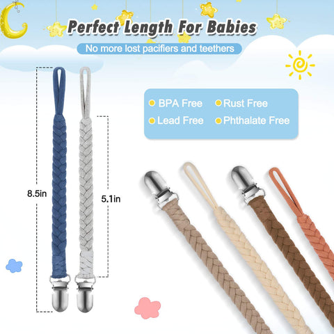 POKIPAW Pacifier Clip for Boys and Girls,6 Pack Baby Pacifier Holder Leash