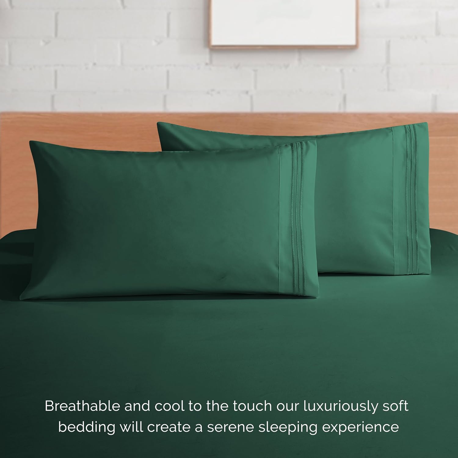 Elegant Comfort Luxury 1500 Premium Hotel Quality Microfiber 4-Piece Sheet Set - Wrinkle Resistant, All Around Elastic Fitted Sheet, Deep Pocket up to 16", California King, Hunter Green