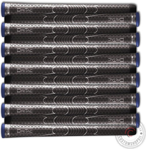 Set of 9 Winn Grips Dri-Tac Midsize (+1/16") Gray Golf Grip Bundle - Comfortable feel Tackiness Non-slip for All-Weather conditions - Shock Absorption for Arthritic and Hand Fatigue Sufferers - Winn Dry polymer material - Advanced vertical seam