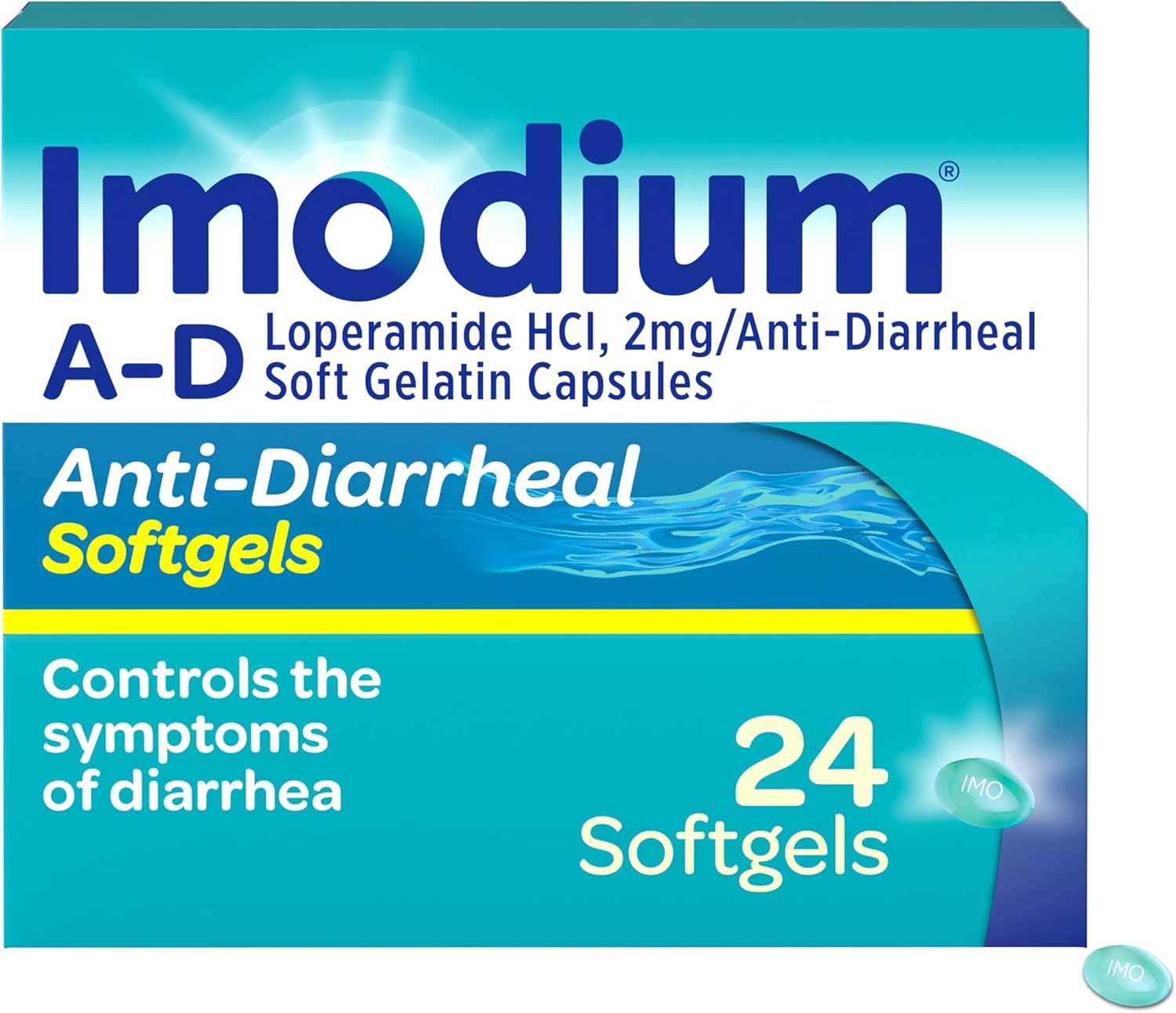 Imodium A-D Diarrhea Relief Softgels, 2mg Loperamide Hydrochloride, 24 Ct