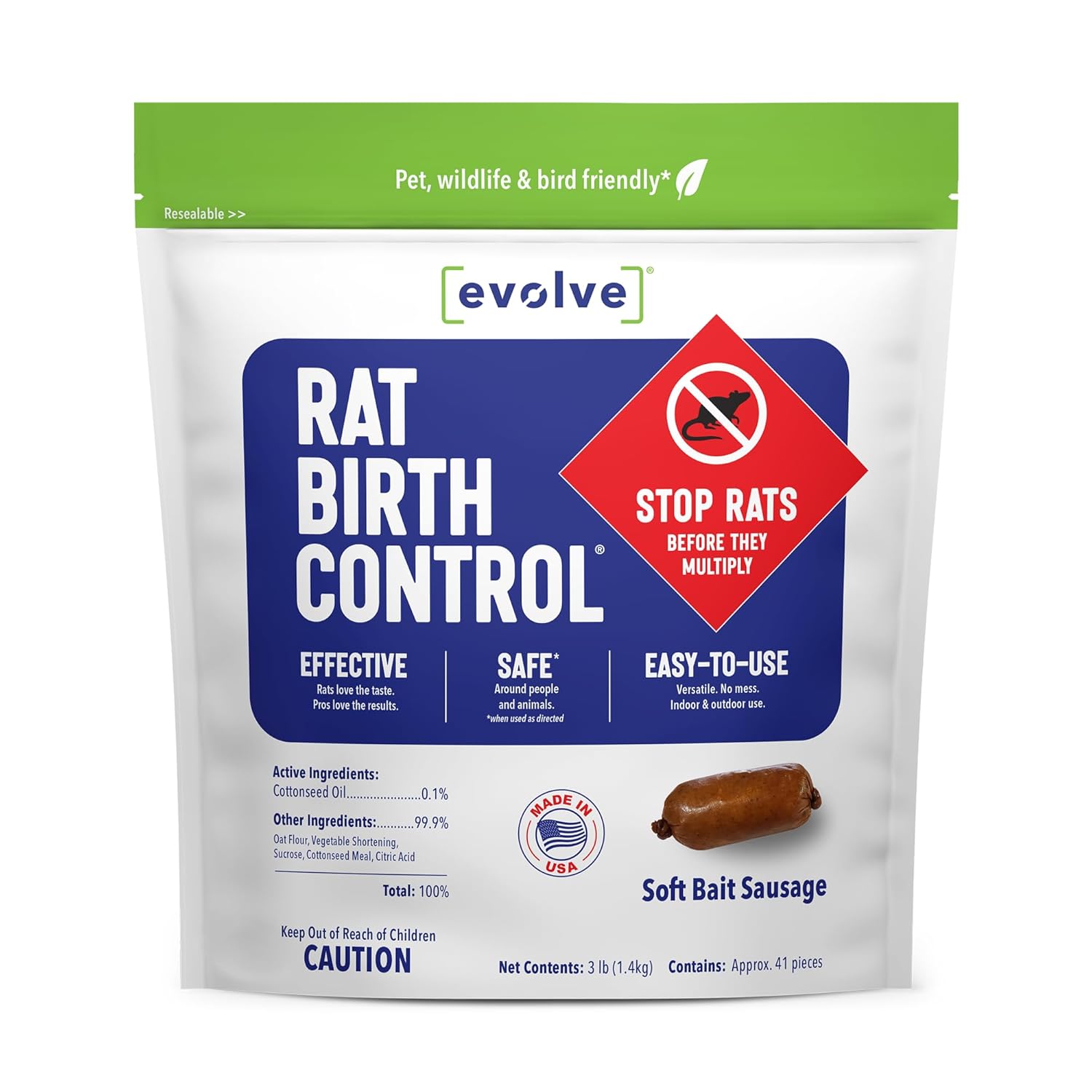 Evolve Rat Birth Control Soft Bait Sausages – 3 lbs