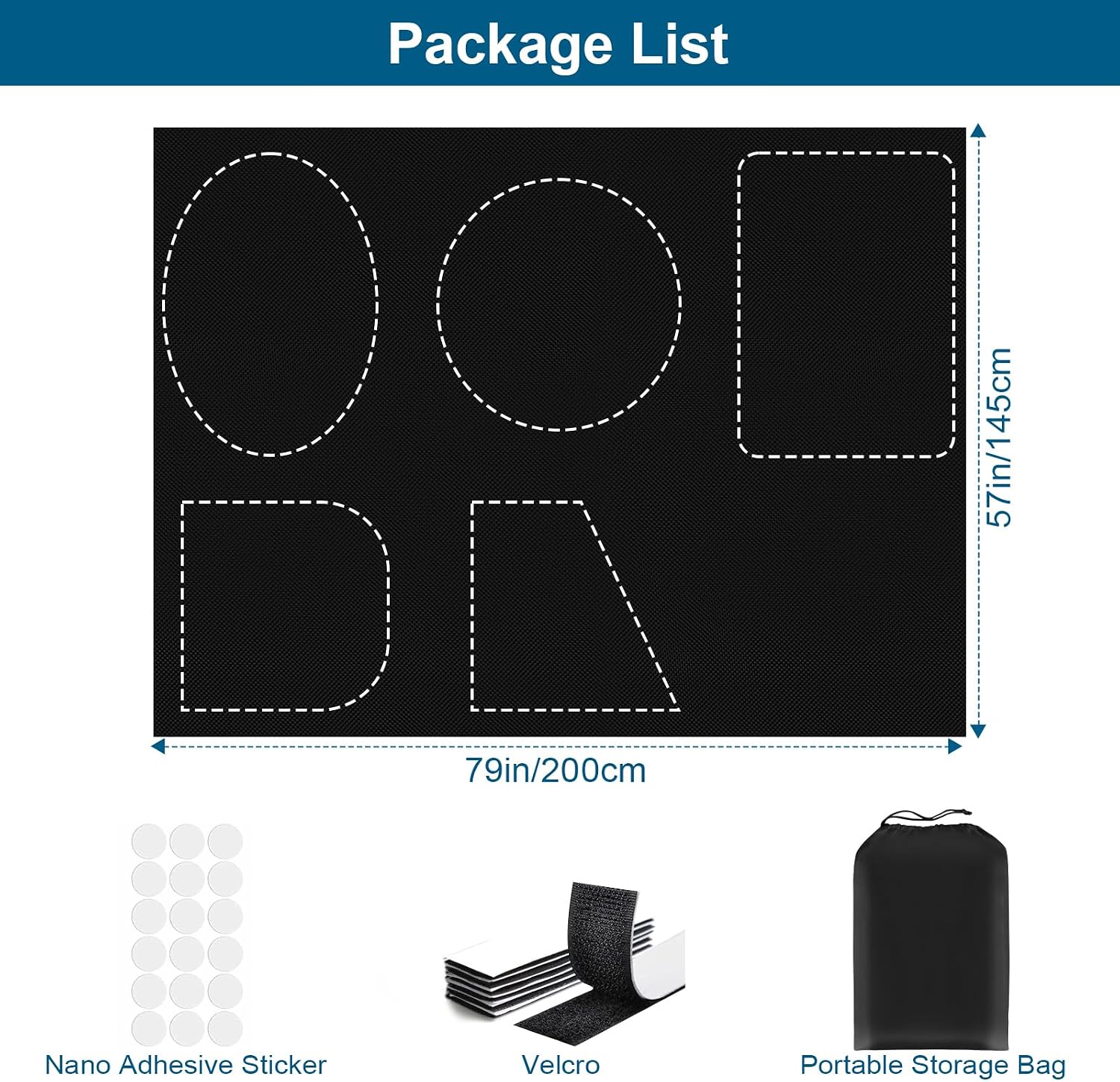 100% Blackout Curtains for Bedroom, Portable DIY Window Blinds, No Drill Window Shades & Blackout Blinds with Stickers & Tabs for Travel, Dorm Room, Media Room (79" x 57")