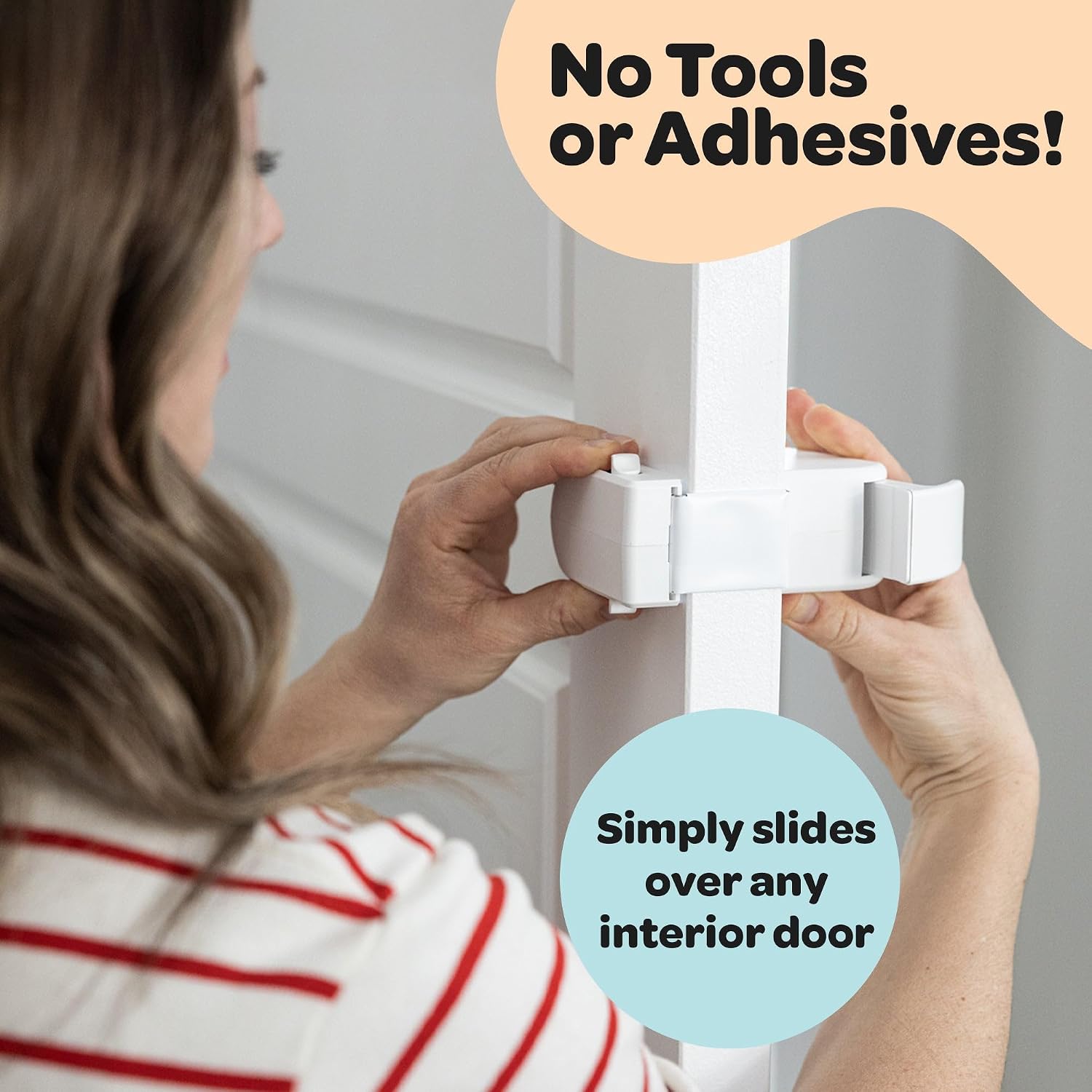 Huglock - The Snap-On Door Lock Kids Can't Reach or Defeat - No Tools or Adhesives Required - Works With Door Knob, Lever or Handle - Childproof Safety Locks are Toddler, Baby and Child Proof (2 pack)