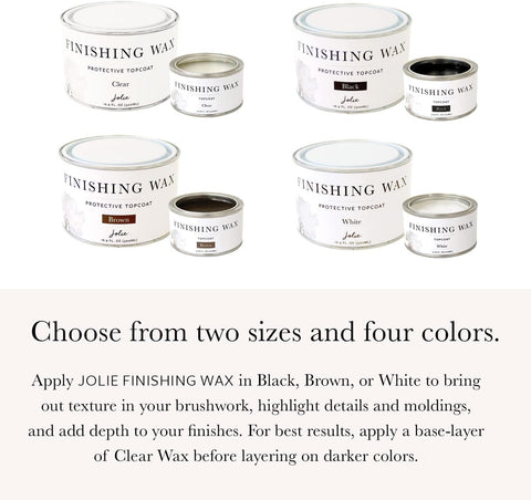 Jolie Finishing Wax - Protective topcoat Paint - Use on interior furniture, cabinets, walls, home decor and accessories - Odor-Free, Non-Hazardous - Clear - 120 ml