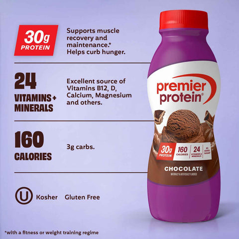 Premier Protein 30g High Protein Shake, Chocolate, 12 Pack