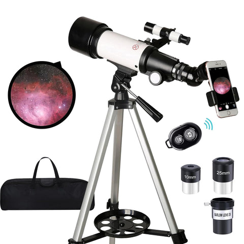 Telescope for Kids Adults Beginners,70mm Aperture 400mm Focal Length Telescopio for Astronomy, Multi Coated Travel Refractor Telescopes with Wireless Remote,Astronomical Telescope for Beginners