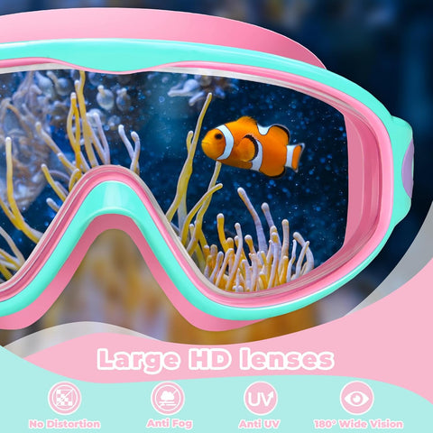 Keary 2 Pack Kids Swim Goggles Wide View Anti-Fog & UV Girls Boys 3-15